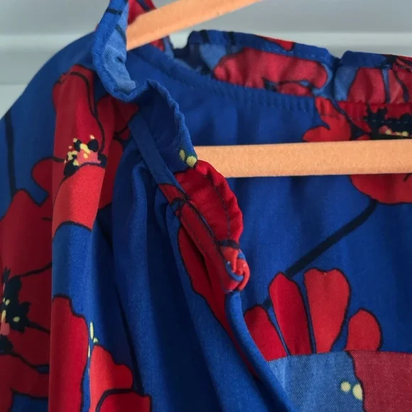 41 Hawthorn Red and Blue Cowl Neck Sundress - Picture 6 of 6